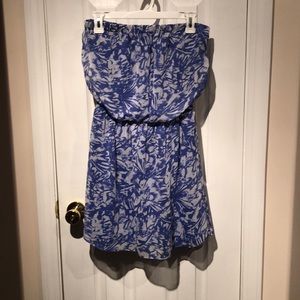 Express blue and white strapless dress